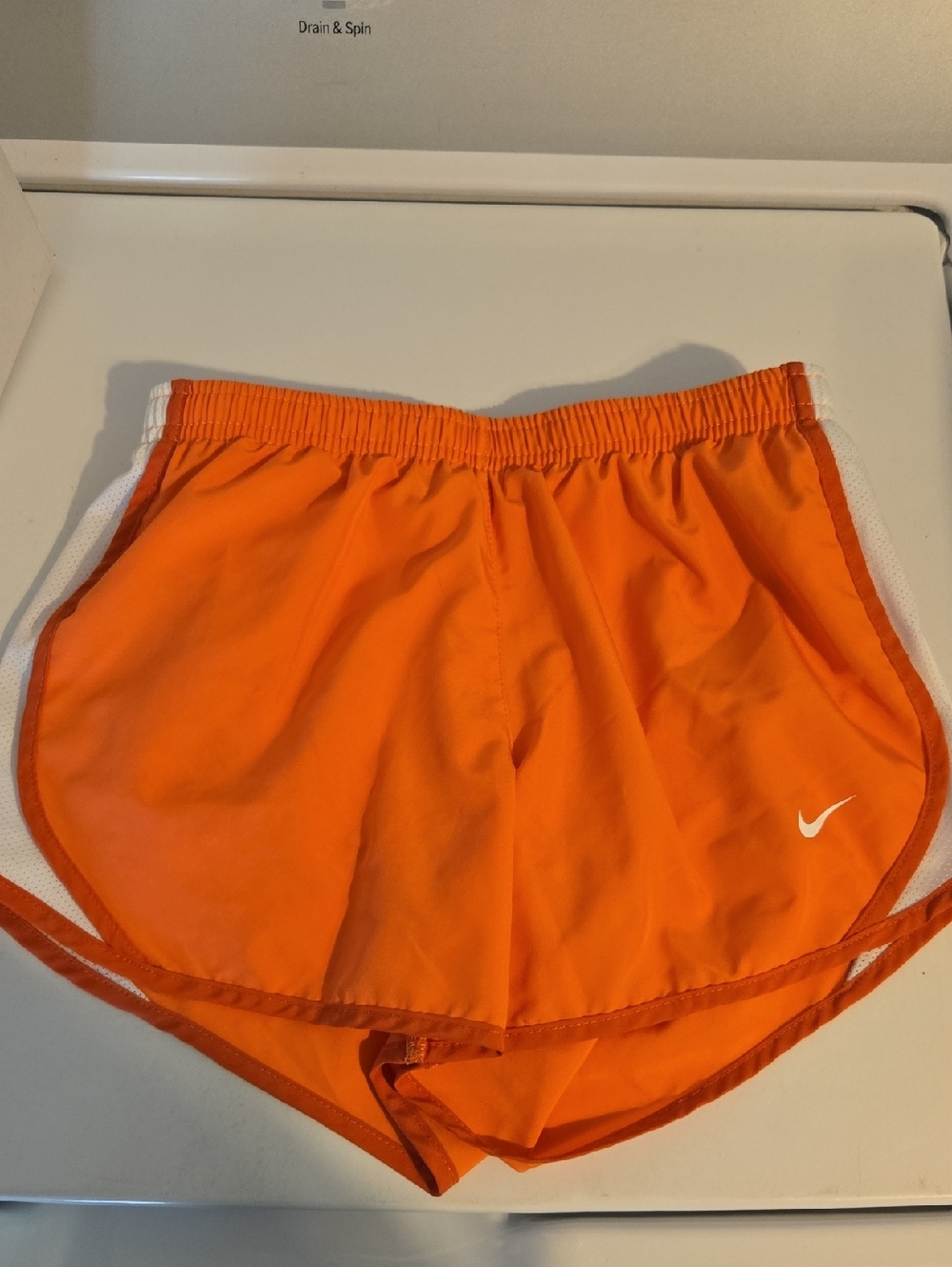 Kids Medium Nike Orange and White Dri-FIT Athletic Shorts